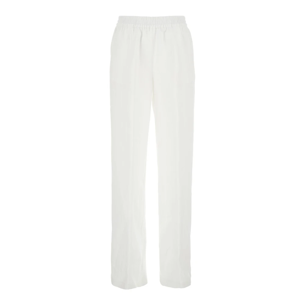 Eleventy Witte Linnen Elastische Taille Broek Vrouw White Dames