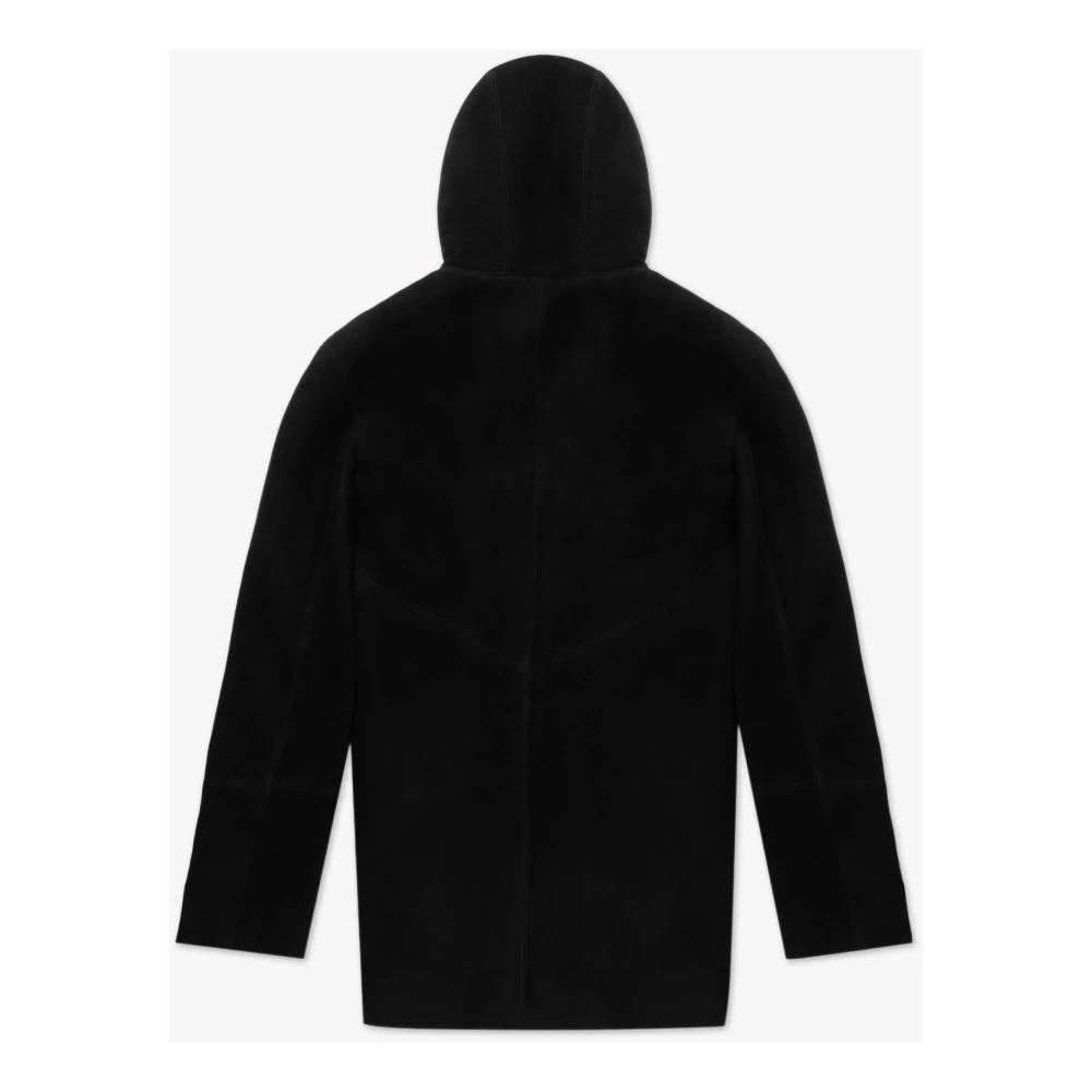 Giorgio Brato Zwarte Shearling Hoodie Jas Black Heren