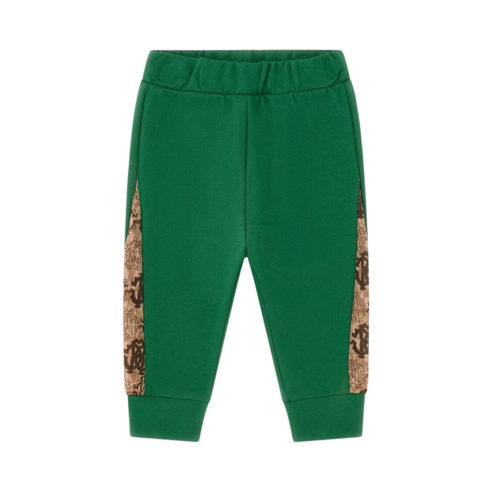 Roberto Cavalli Boys Green Sweatpants, 18 M, Logo-Branded Cotton Joggers With Inserts