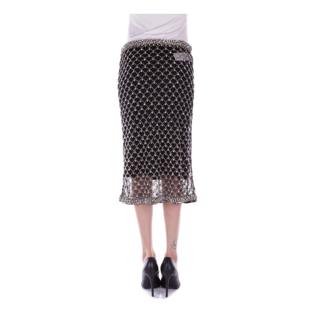 pinko Zwarte Rok met Rits en Strass Details Black Dames