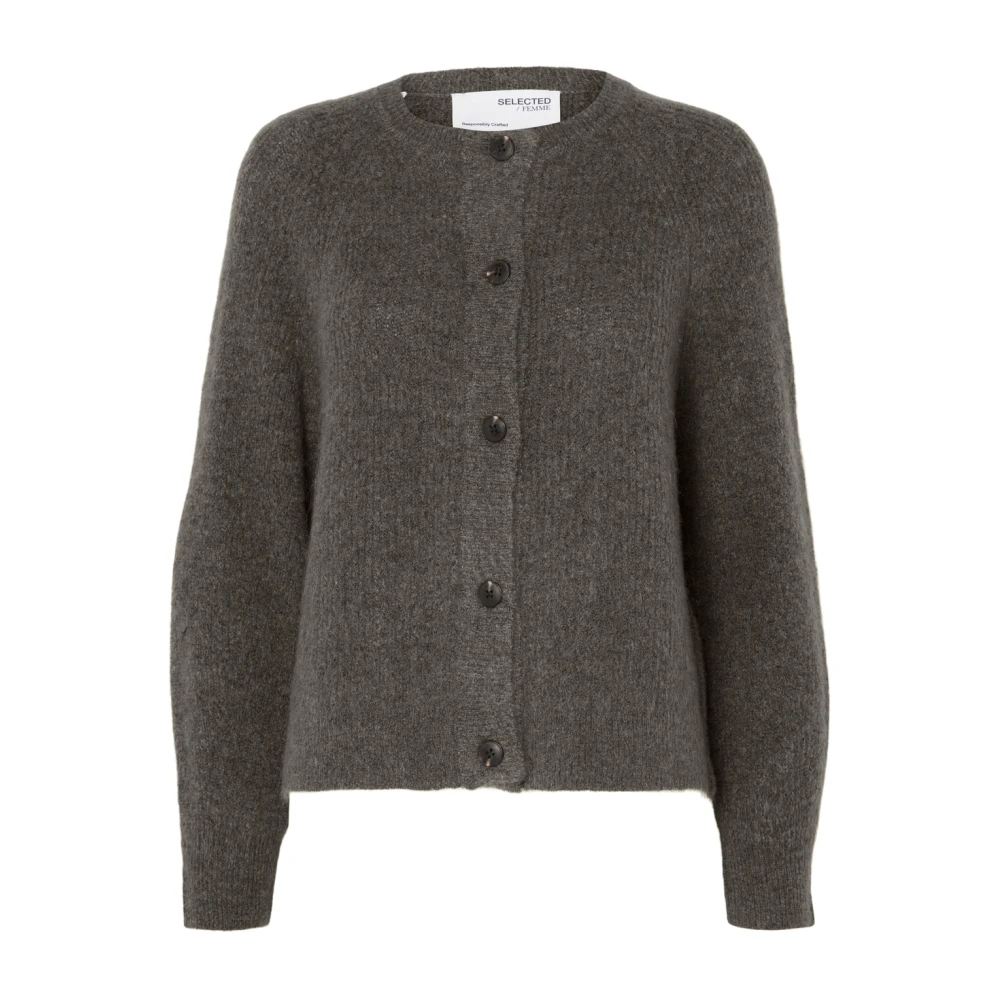 Selected Femme Lulu Knit Short Cardigan - Medium Grey Melange