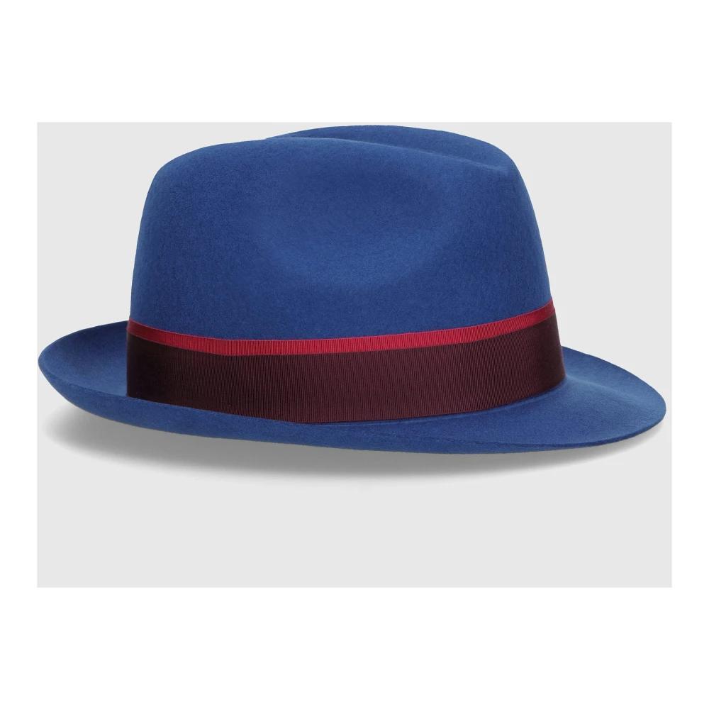 Borsalino Wol Vilt Kleine Rand Hoed Blue Heren