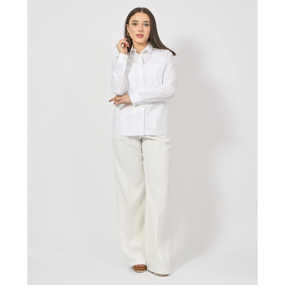 Gaëlle Paris Witte shirt met gouden accessoires White Dames