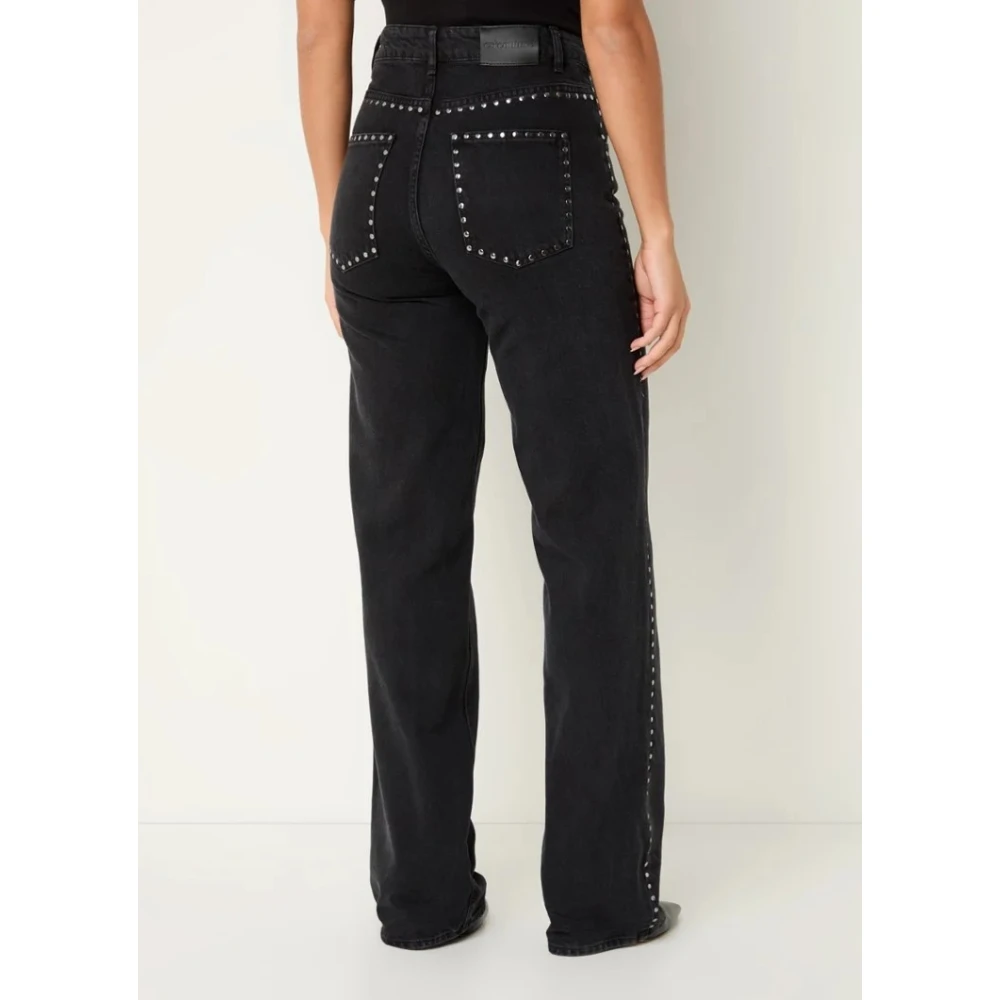 Co'Couture Studded Straight Fit Jeans Black Dames