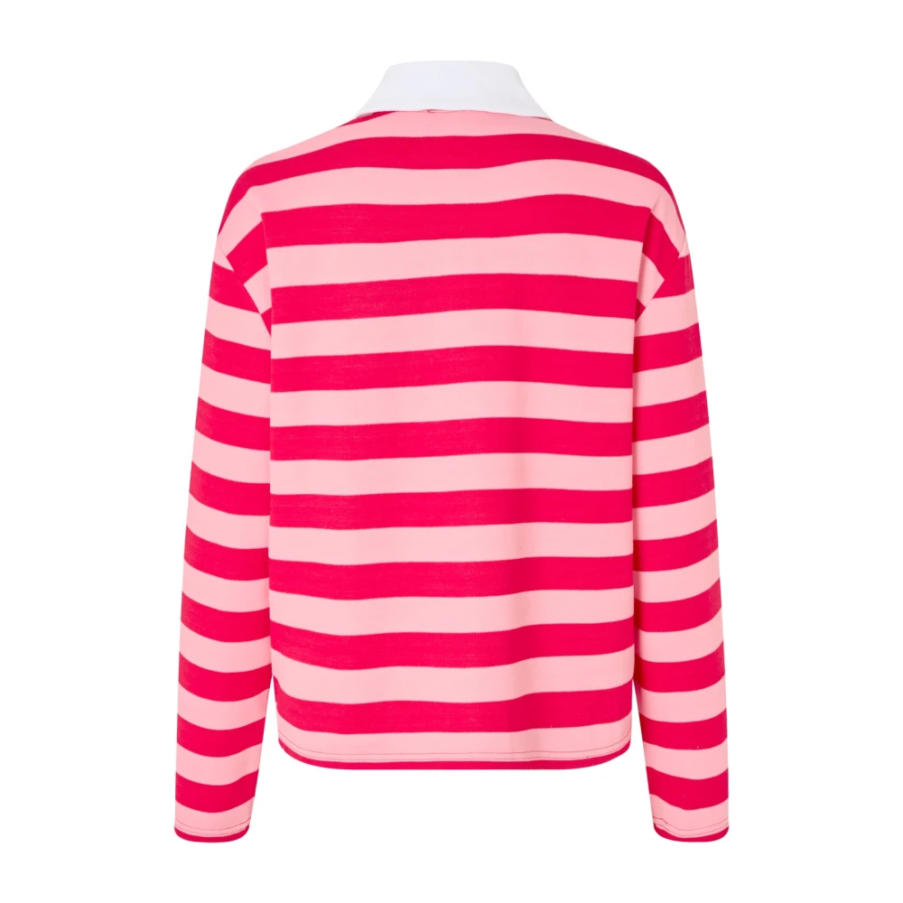 Cras Gestreepte Polo Blouse in Pink Red Multicolor Dames