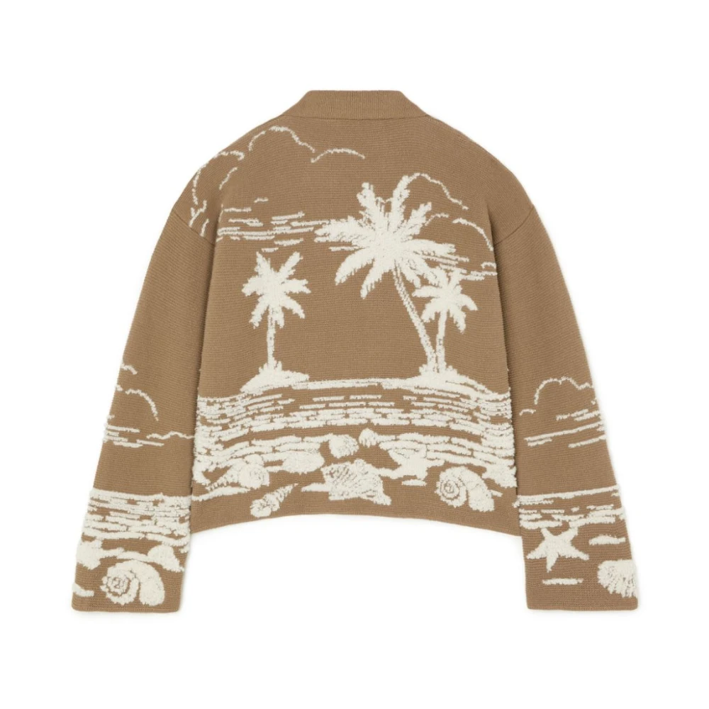 Alanui Khaki Intarsia Gebreide Polo Sweater Beige Dames