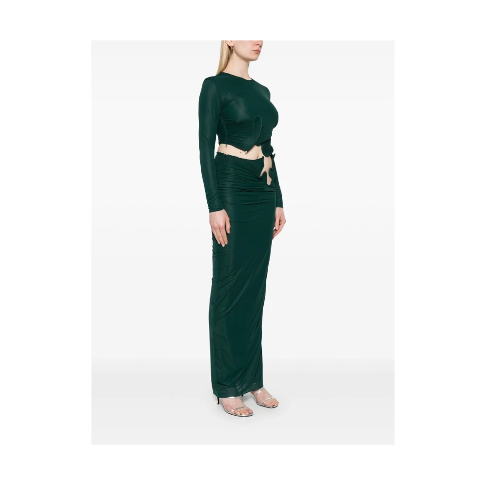 Christopher Esber Bosgroene Gerimpelde Rok met Ringdetail Green Dames