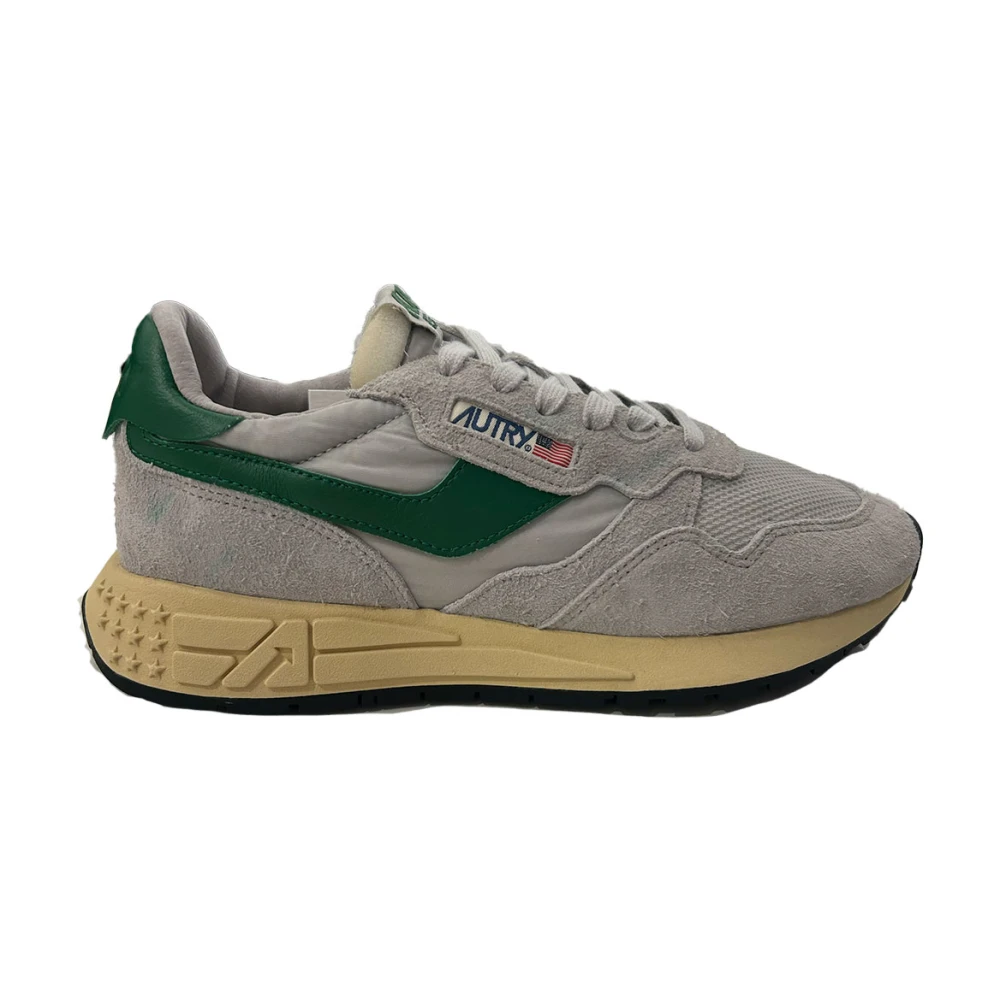 Autry Men's Gray Sneakers,, Suede Reelwind Baskets - Grey/Green Size 9 Uk