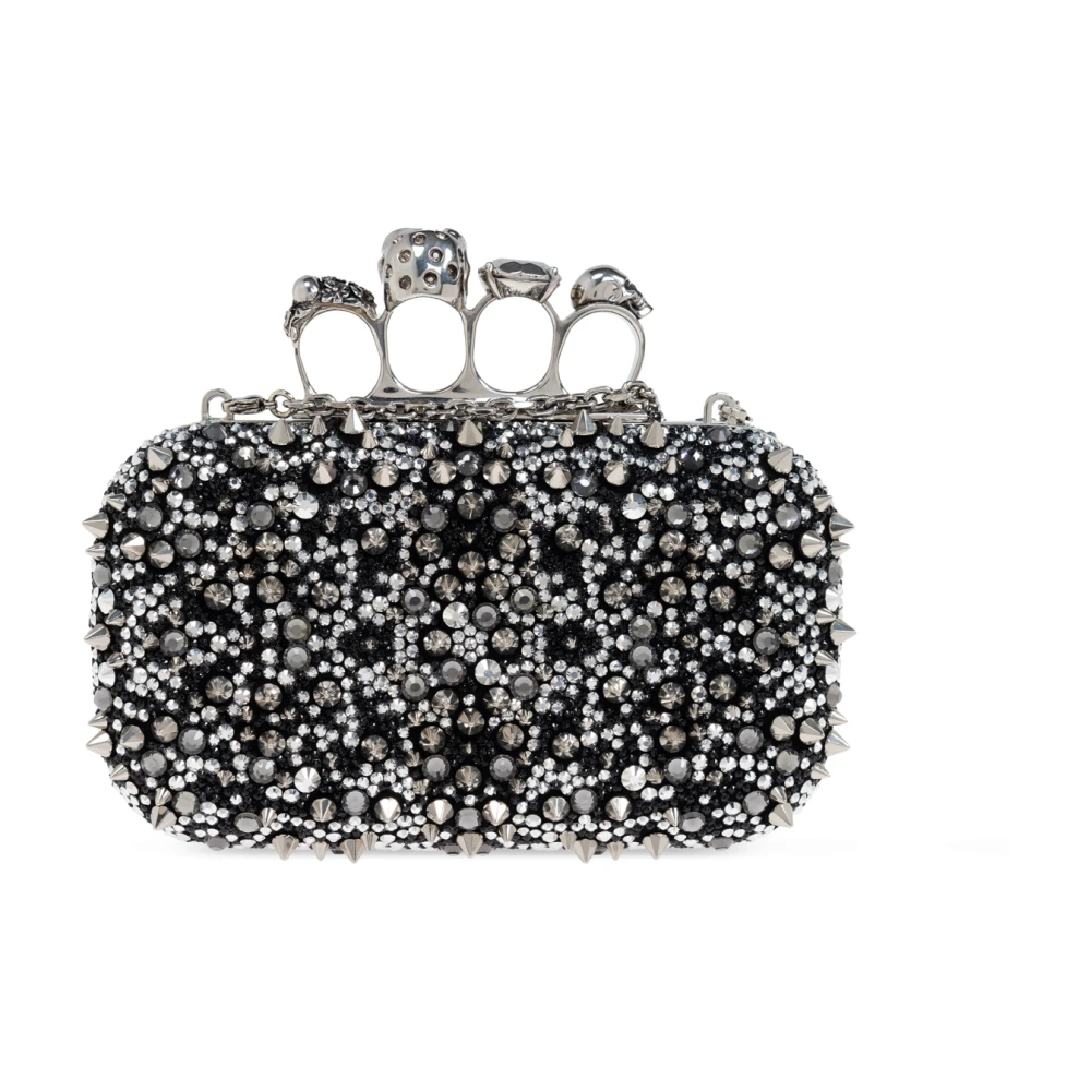 alexander mcqueen Skull Four Ring Clutch Black Dames