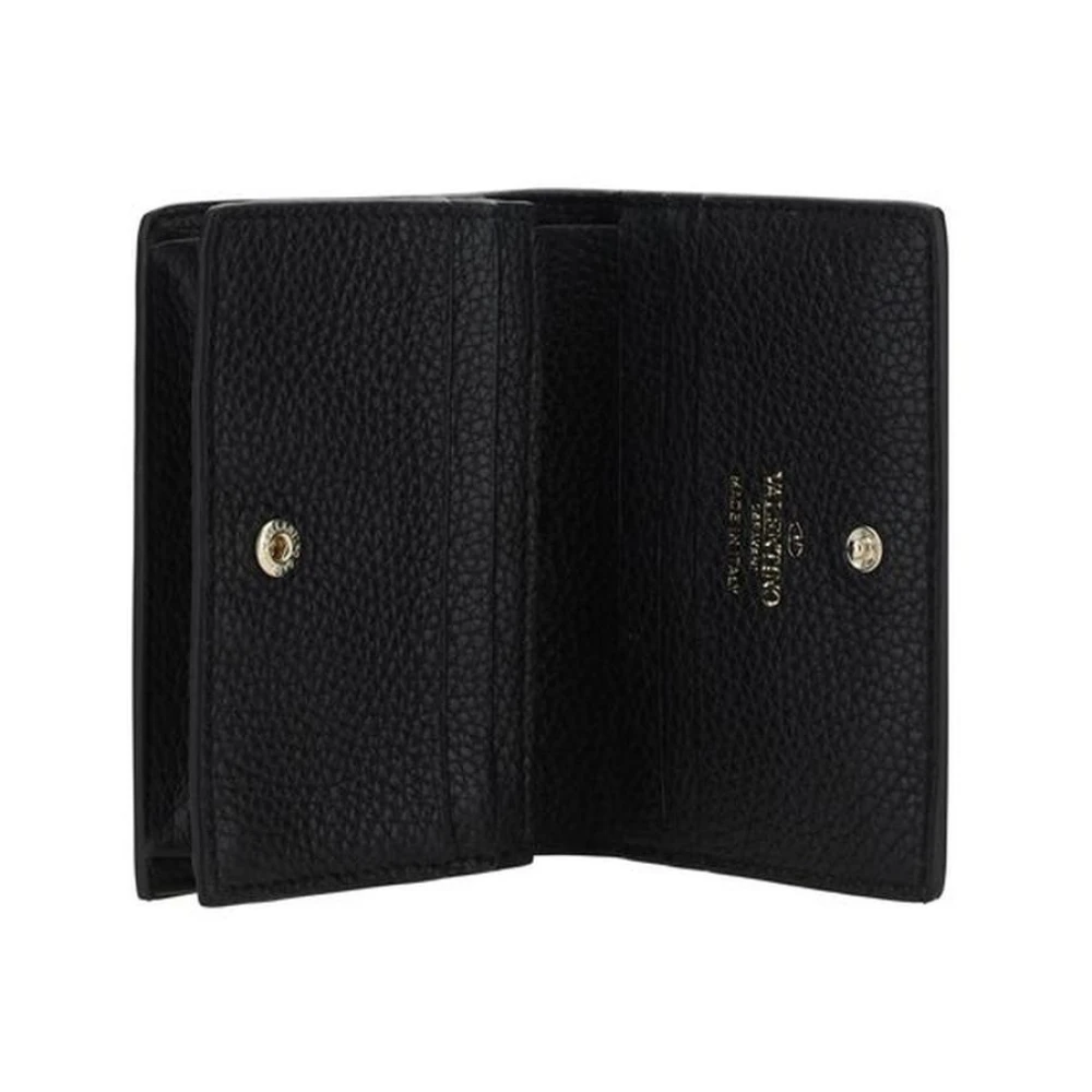 Valentino Garavani Studded Leren Portemonnee met Meerdere Compartimenten Black Dames