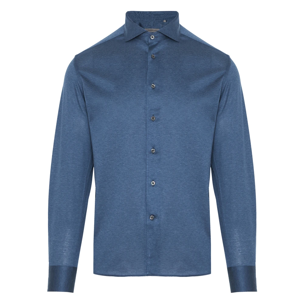 Corneliani Jersey Katoenen Shirt 100% Katoen Blue Heren