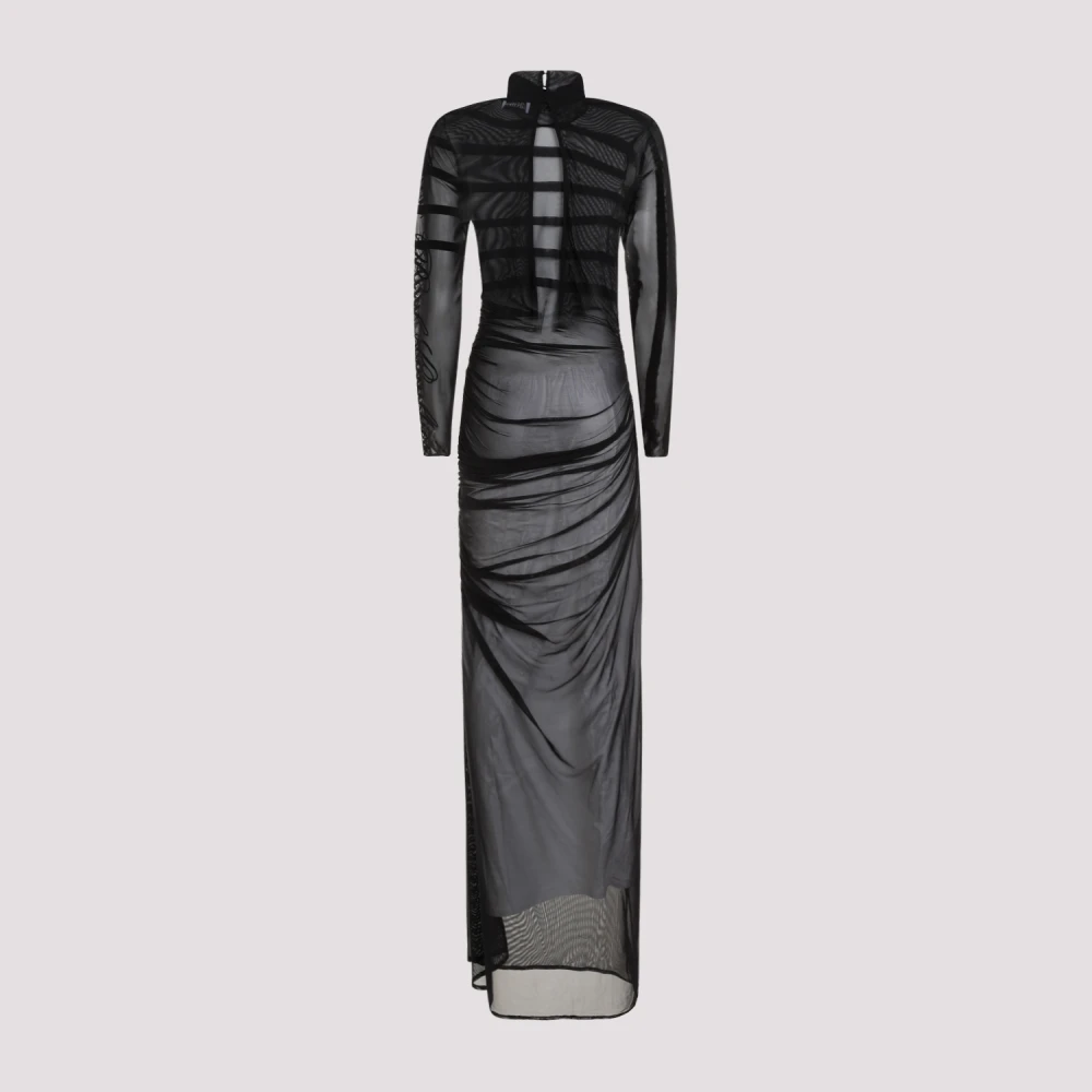 Jean Paul Gaultier Zwarte Turtleneck Jurk met Flock Black Dames