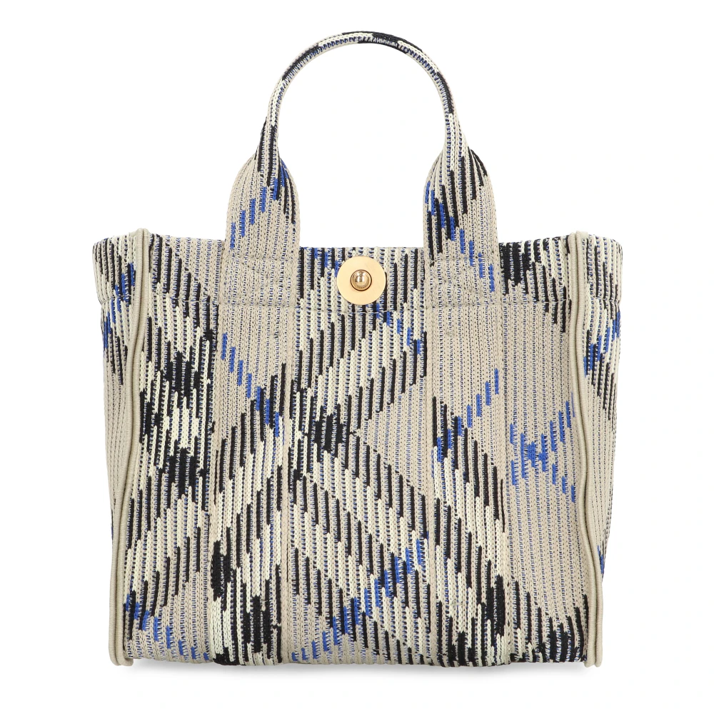 Burberry Beige Shopping Bags, Female, One Size, Check Motif Mini Tote Bag