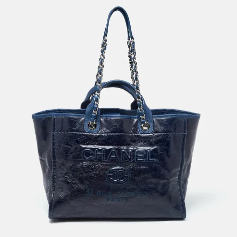 Chanel Vintage Pre-owned Leather totes Blue Dames