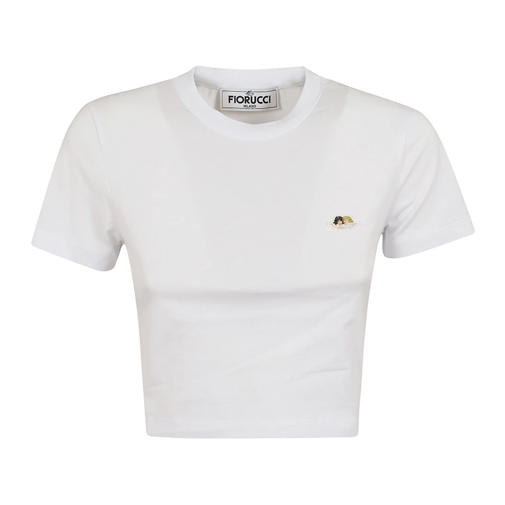 Fiorucci Women's White T-Shirts, M, Angels Patch Cropped T-Shirt