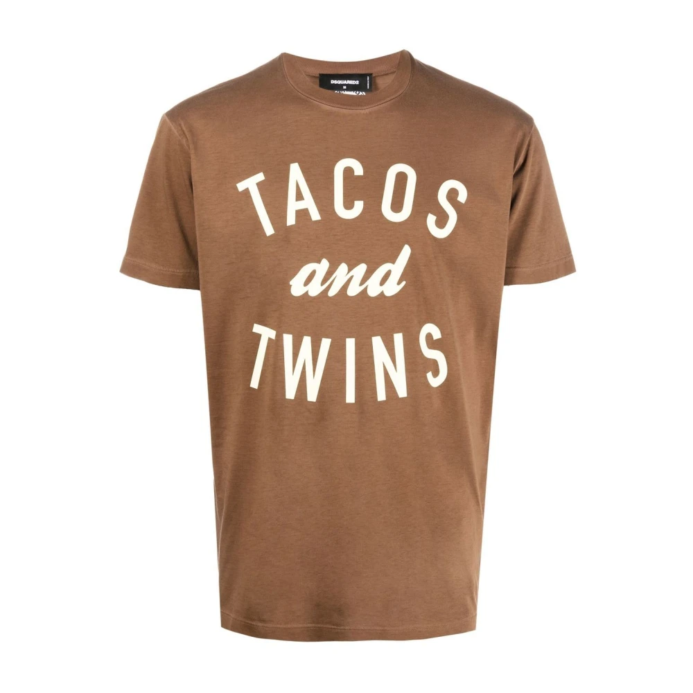 Dsquared2 Tacos Twins T-Shirt 100% Katoen Brown Heren