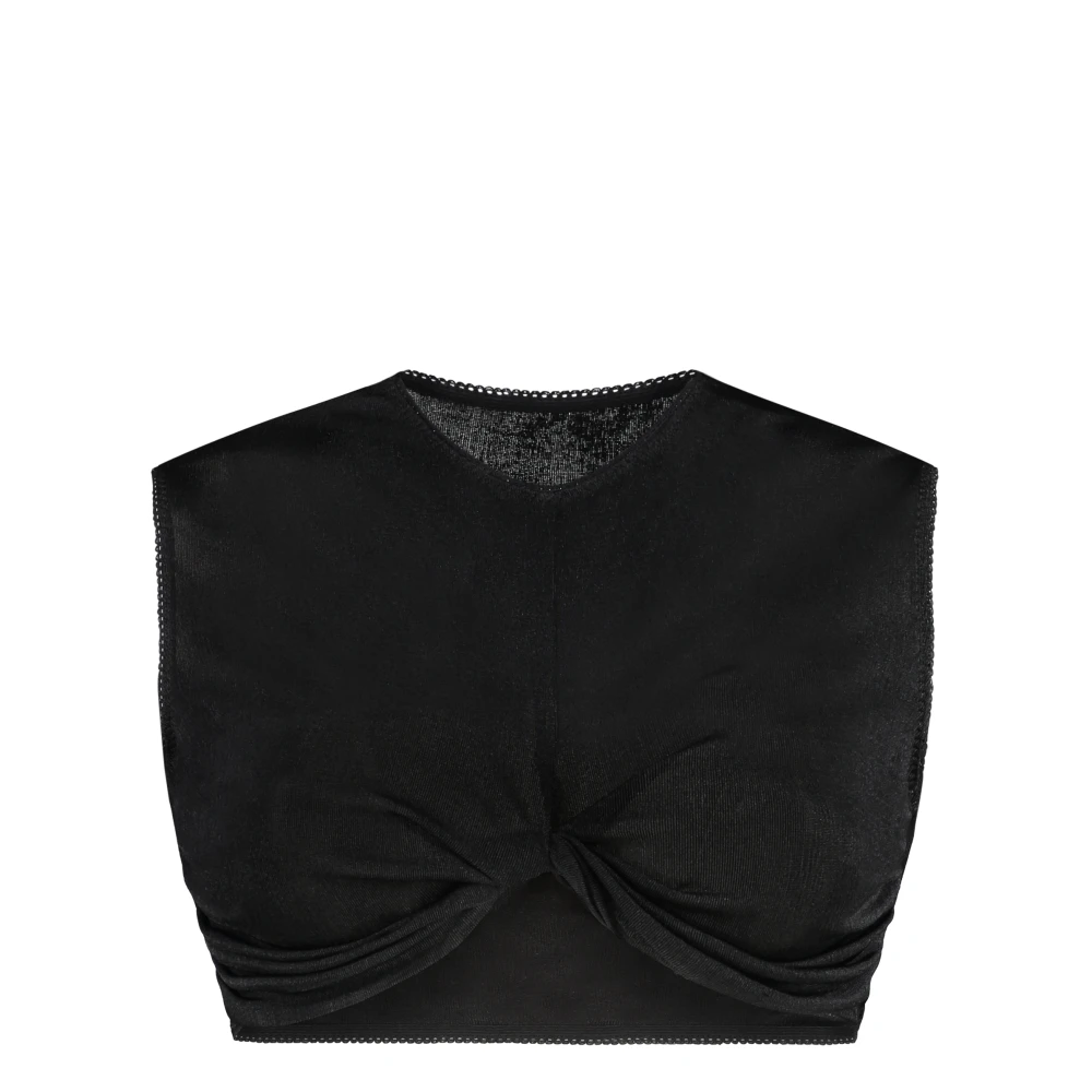 Anna October Kanten Trim Crop Top Black Dames