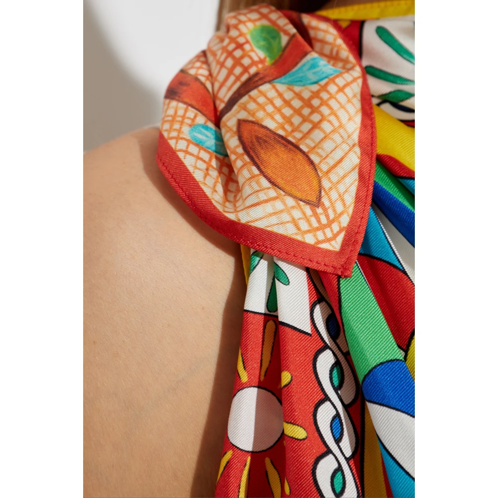 Dolce & Gabbana Zijden jurk met Carretto-patroon Multicolor Dames
