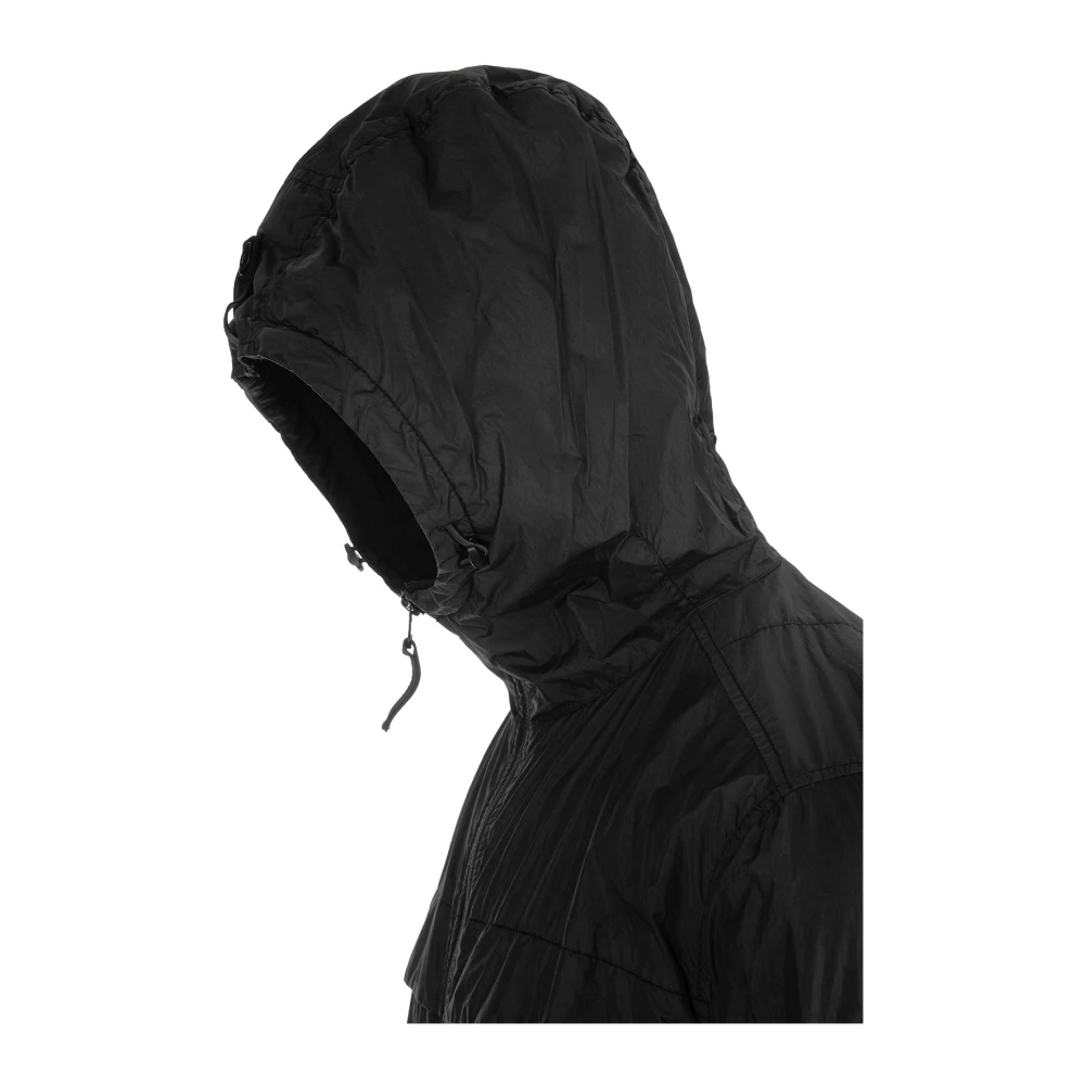 Stone Island Zwarte Nylon Hoodie Jas Black Heren