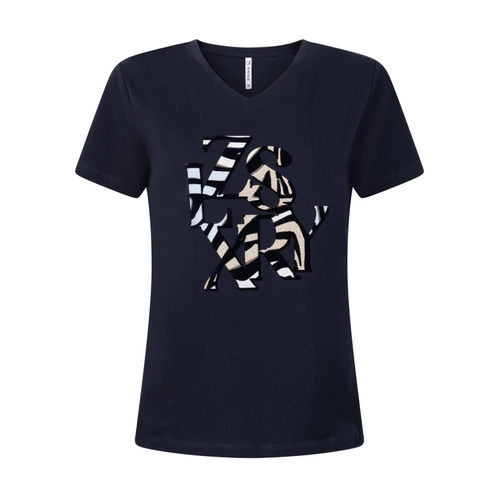 Zoso Riva Grafisch T-shirt Blue Dames