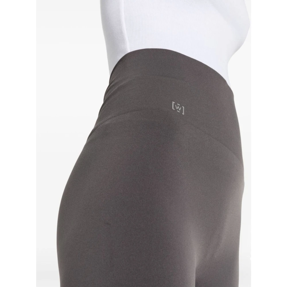 Wolford Grijze broek met hoge taille en logo print Gray Dames