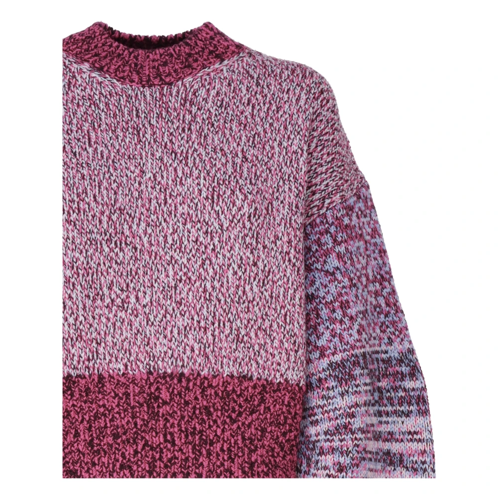 Loewe Runway Multicolor Crewneck Sweater Paars Wol Purple Dames