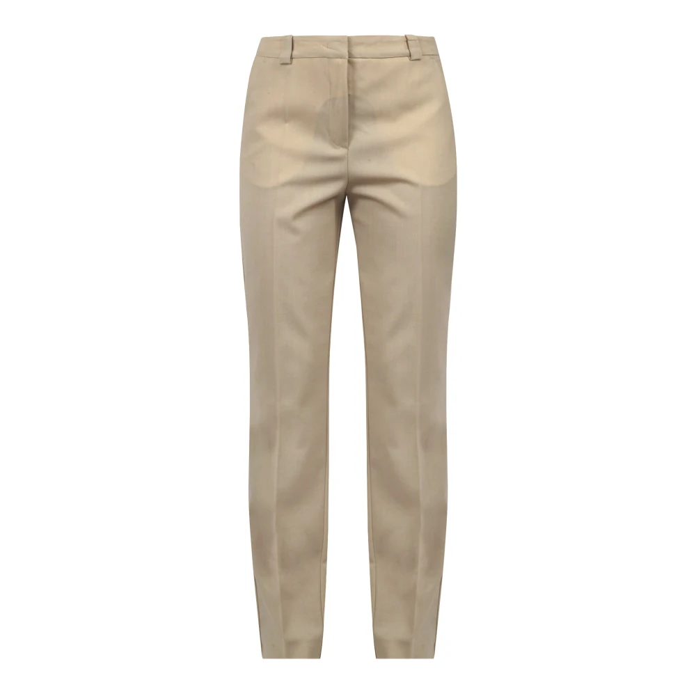 Liviana Conti Rechte Gabardine Broek met Zakken Brown Dames