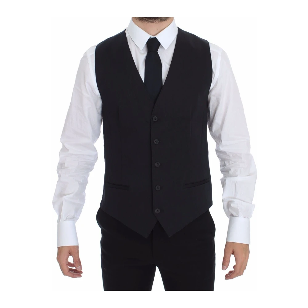Dolce & Gabbana Men's Blue Cotton Stretch Dress Vest Blazer - Waistcoats - M - Suits
