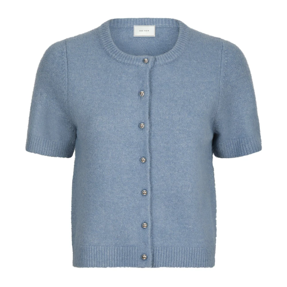 NEO NOIR Blauwe Gebreide Vest met Decoratieve Knopen Blue Dames