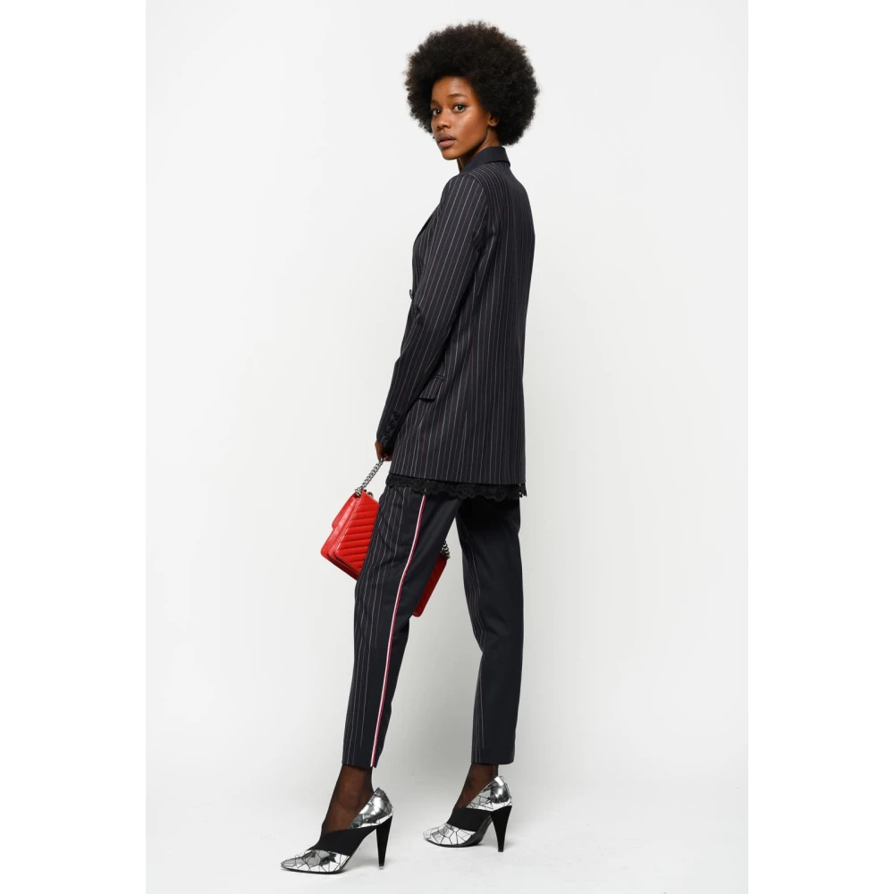 pinko Gestreepte Broek Blue Dames