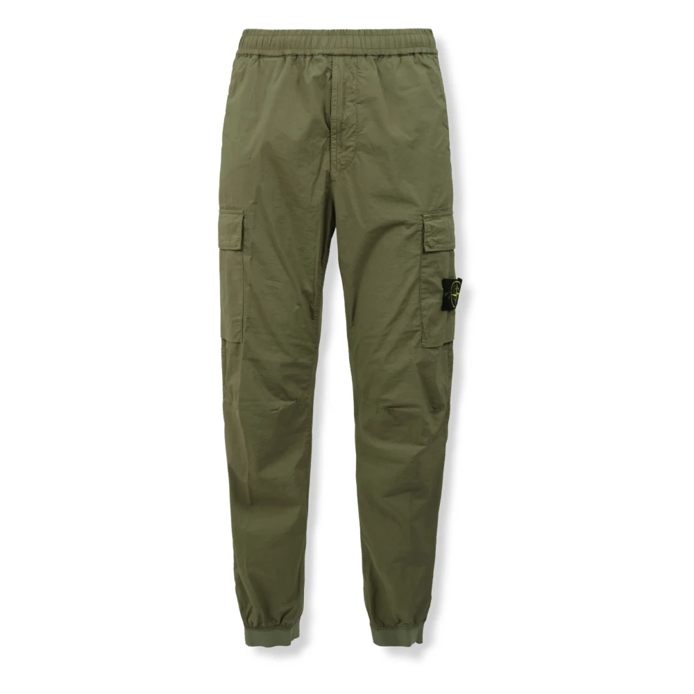 Stone Island Green Slim-Fit Trousers, Male, W31, Stretch Cotton Parachute Cargo Trousers
