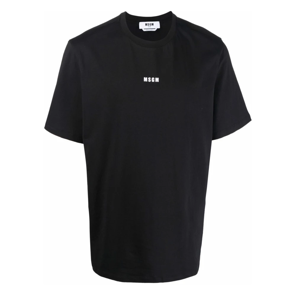 Msgm Zwart Mini Logo T-shirts en Polos Black Heren