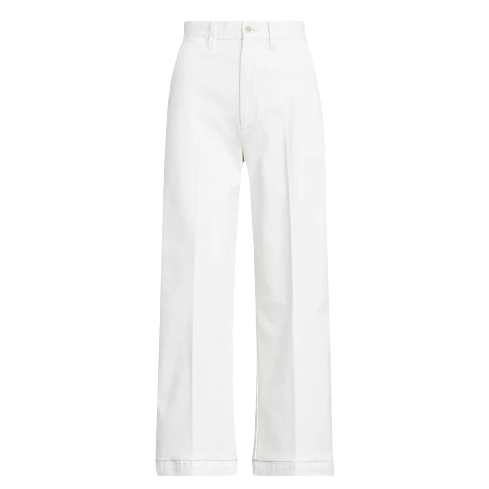 Polo Ralph Lauren Women's White Wide Trousers, Xl, Wide Leg Jeans