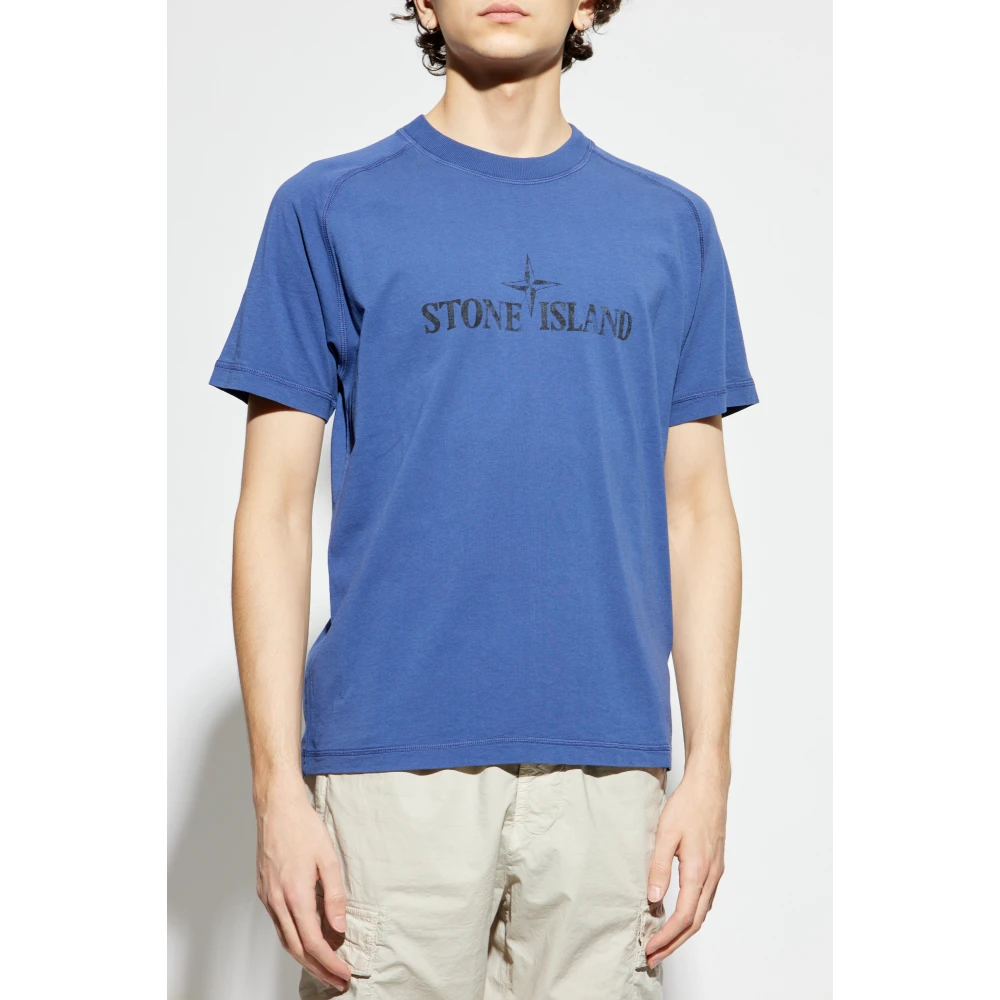 Stone Island T-shirt met logo Blue Heren