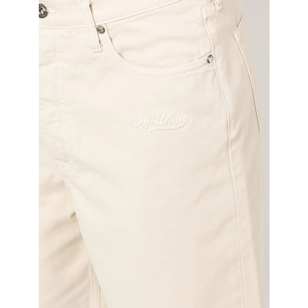 Off White Beige Canvas Wave Shorts Beige Heren