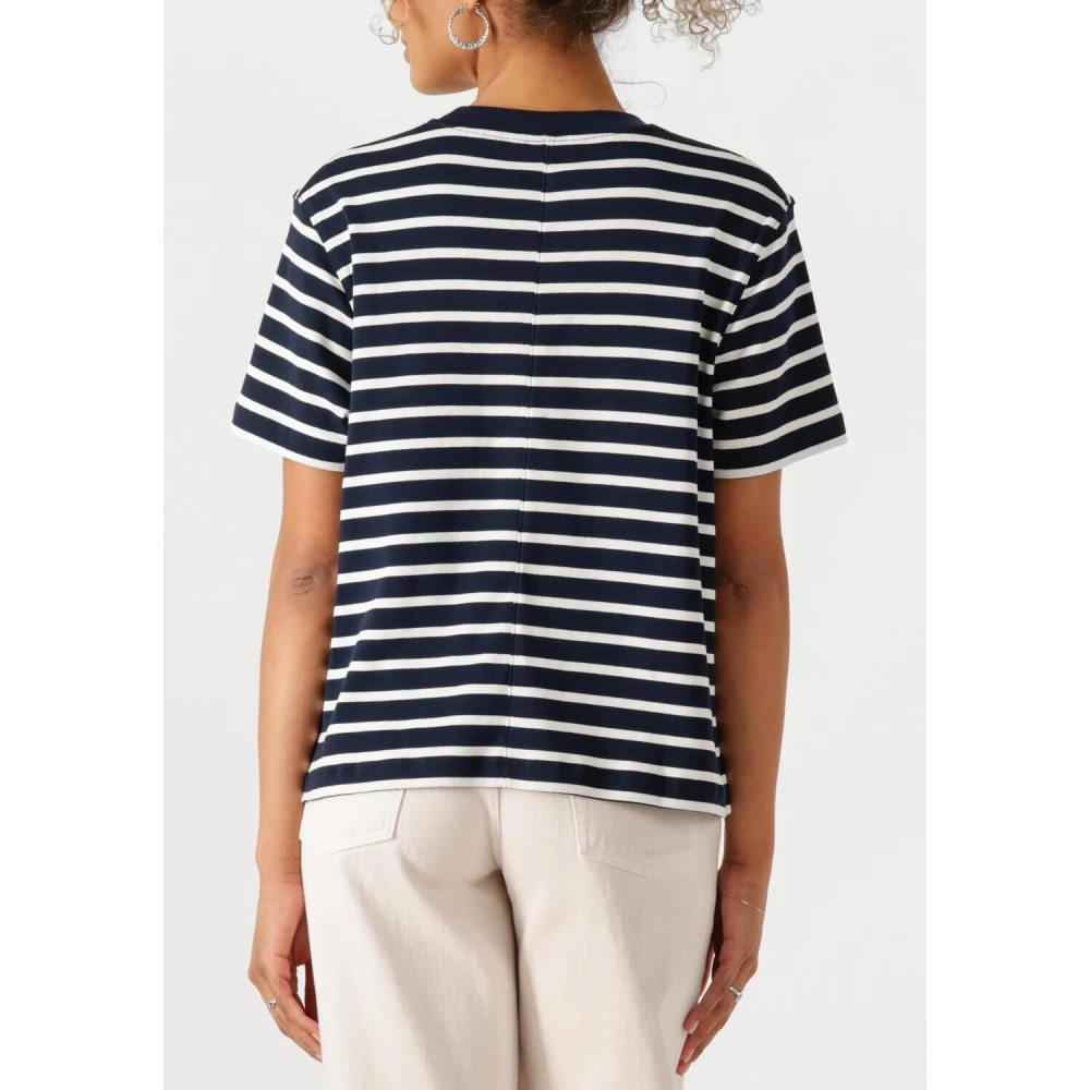 Tommy Hilfiger Blauwe Slim Henley Scoop-neck Top Blue Dames