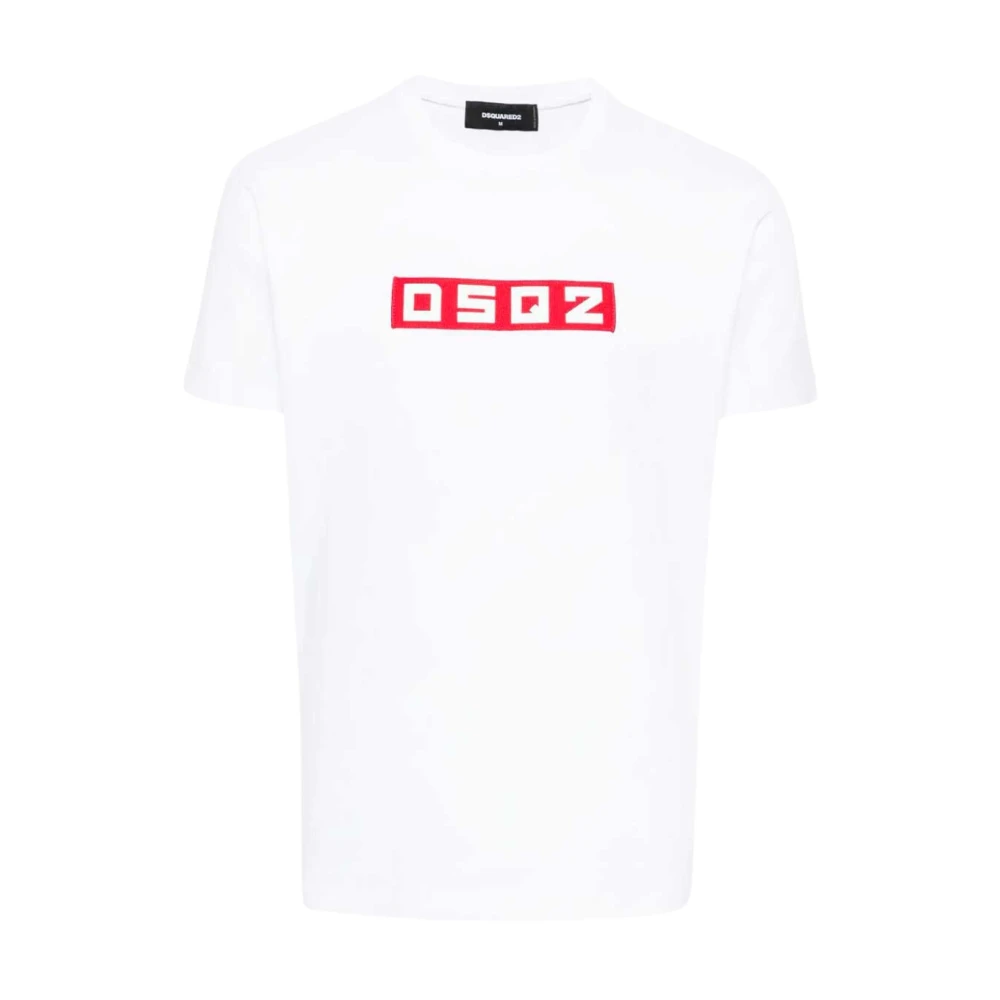 Dsquared2 Appliqué Logo T-Shirt Wit Katoenen Jersey White Heren