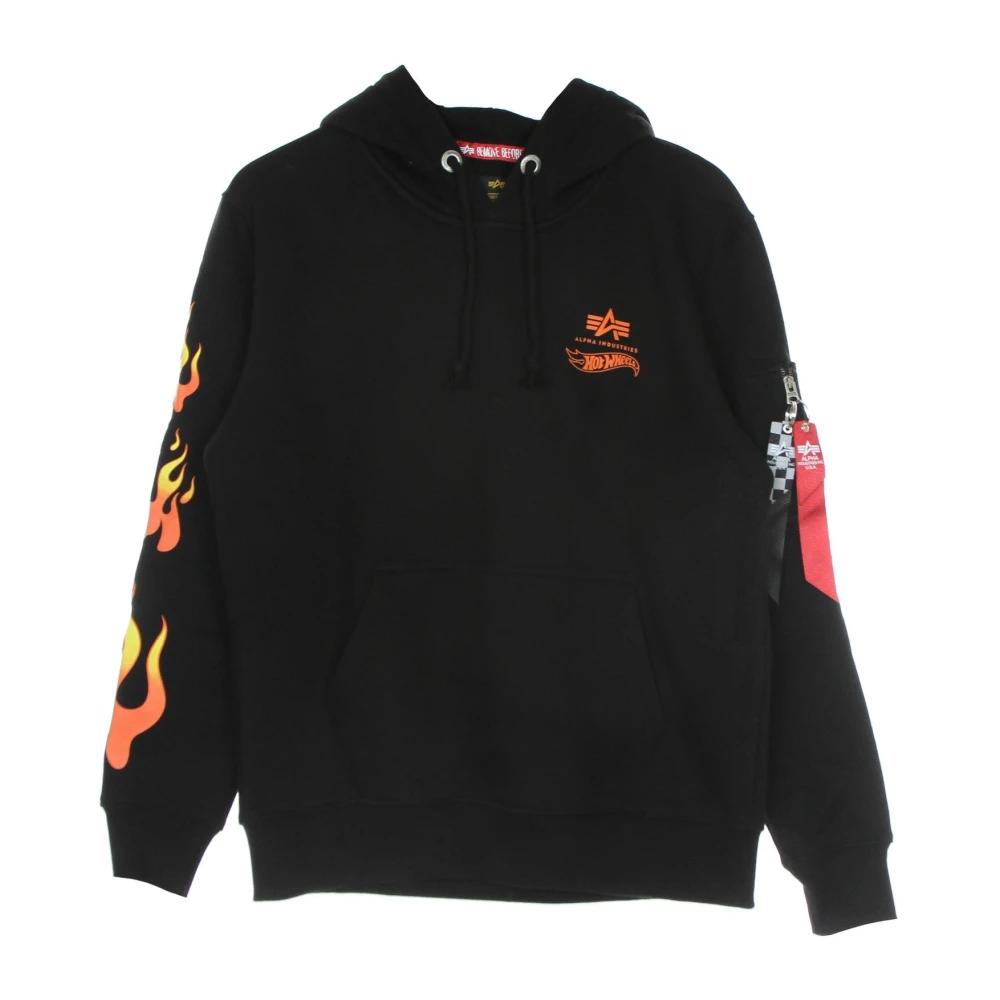Alpha Industries Men's Black Flame Hoody Hot Wheels Hoodie