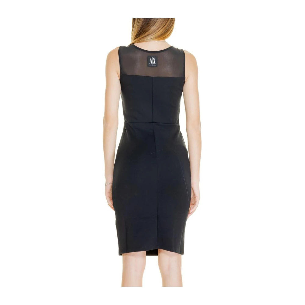 Armani Exchange Zwarte Viscose Blend Jurk Herfst Winter Collectie Black Dames