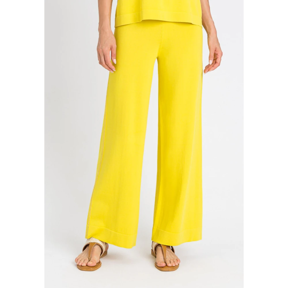 Twinset Gele viscose broek Yellow Dames