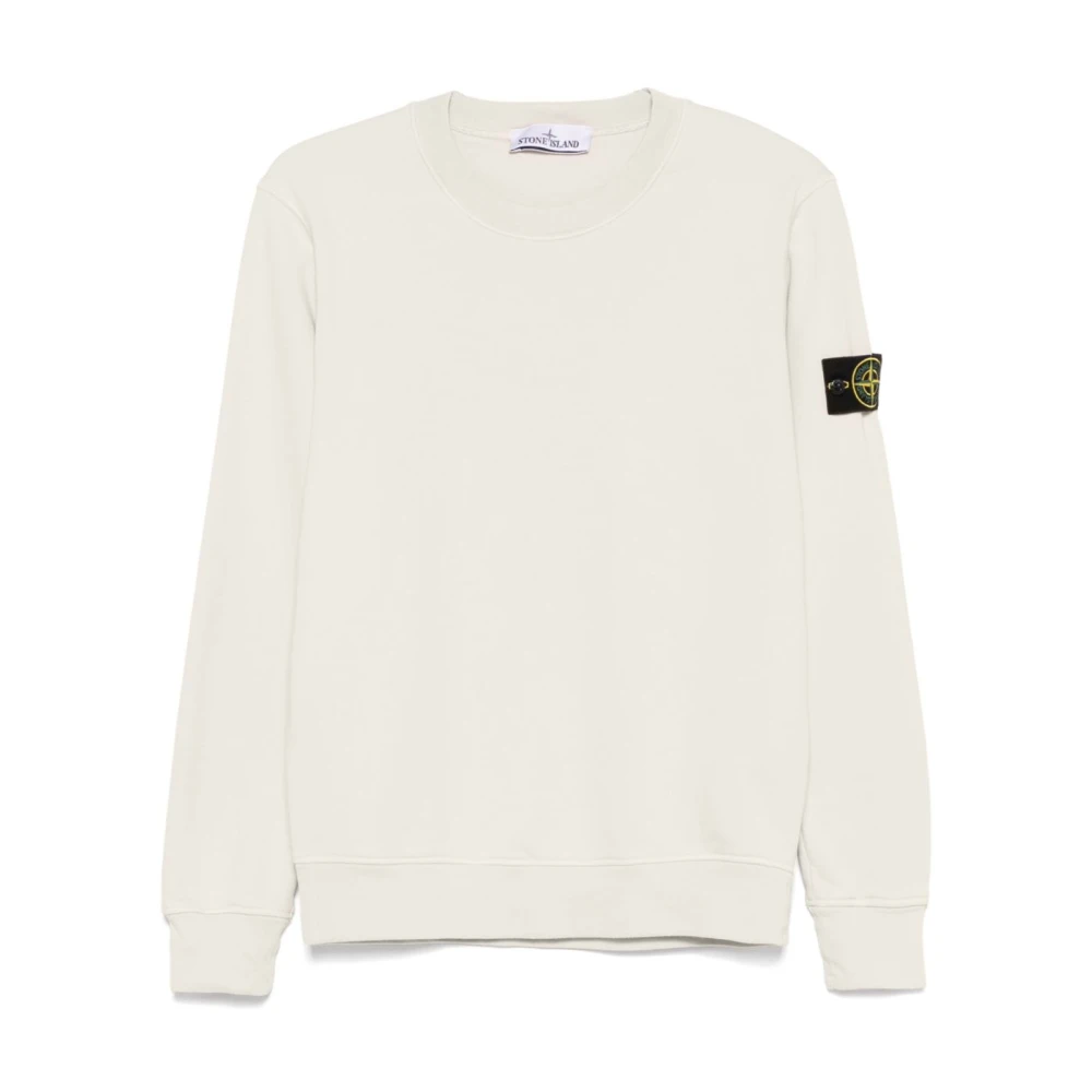 Stone Island Men's Beige Round-Neck Knitwear,, Cotton Crewneck Sweatshirt Large