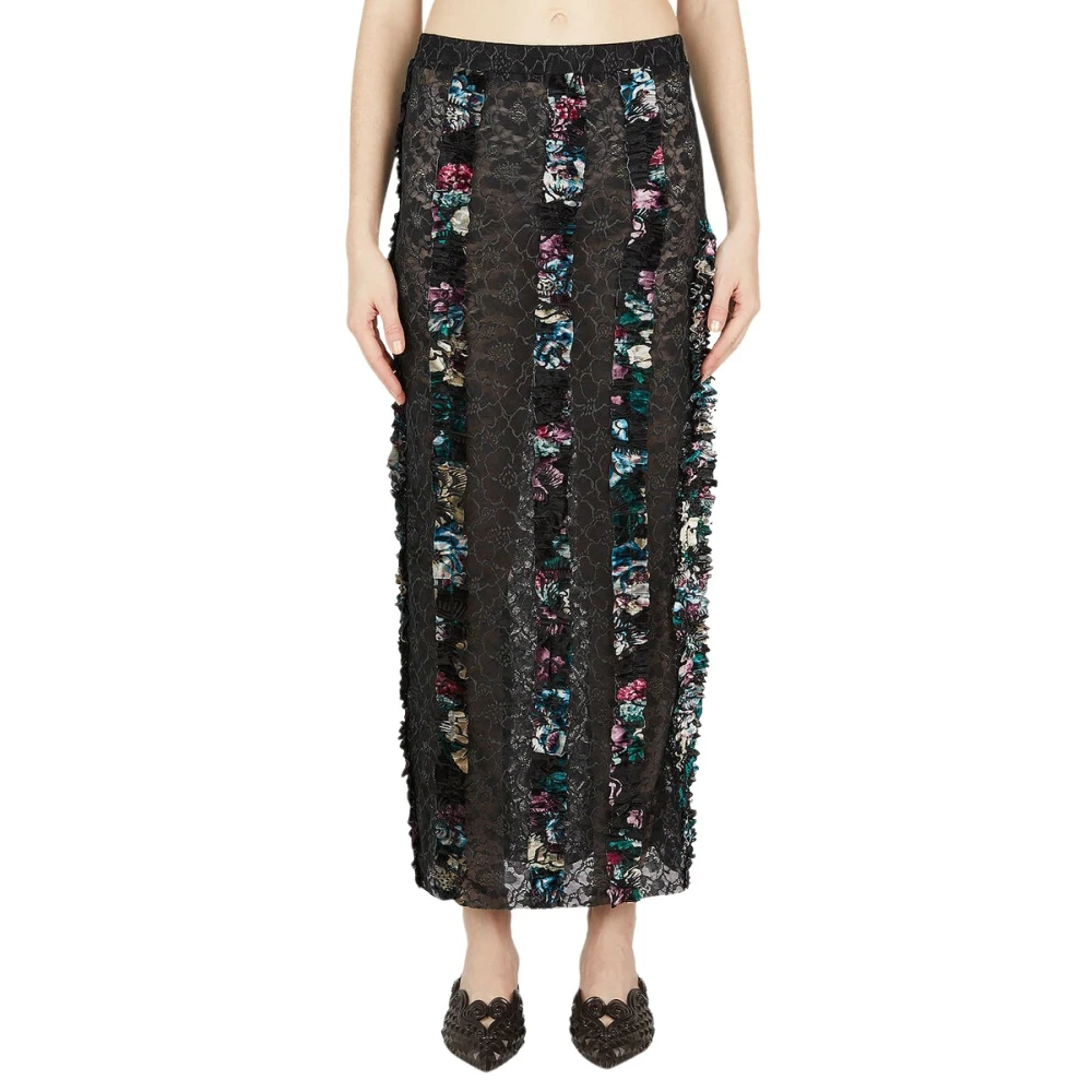 Rave Review Ruffle Trim Rok Black Dames