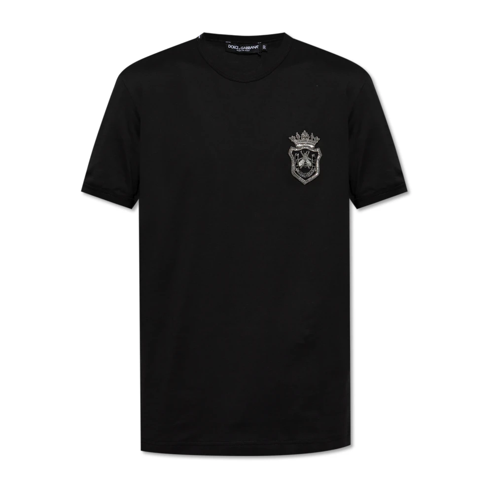 Dolce & Gabbana Men's Black T-Shirt With Appliqué