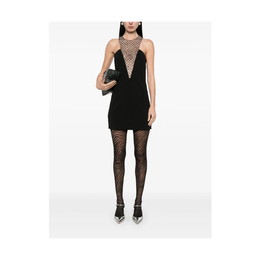 The Attico Zwarte Mouwloze Jurk met Sleutelgatdetail Black Dames
