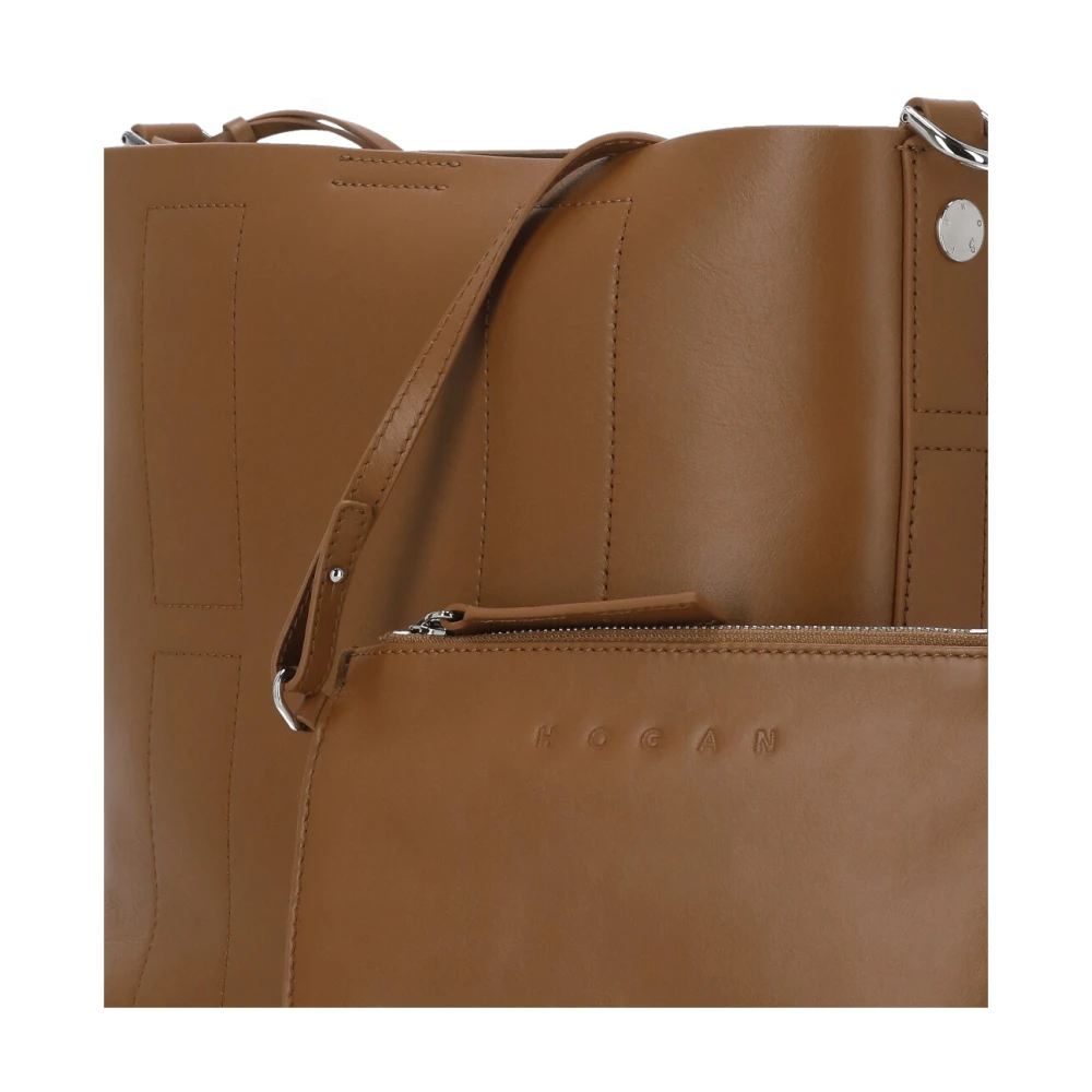 Hogan Bruine leren damestas met Pochette Brown Dames