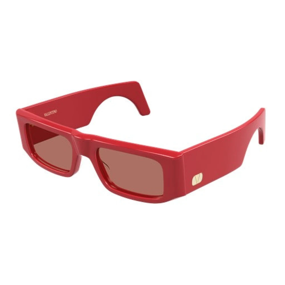 Valentino Unisex Red Sunglasses, 52 Mm, Rectangular Sunglasses