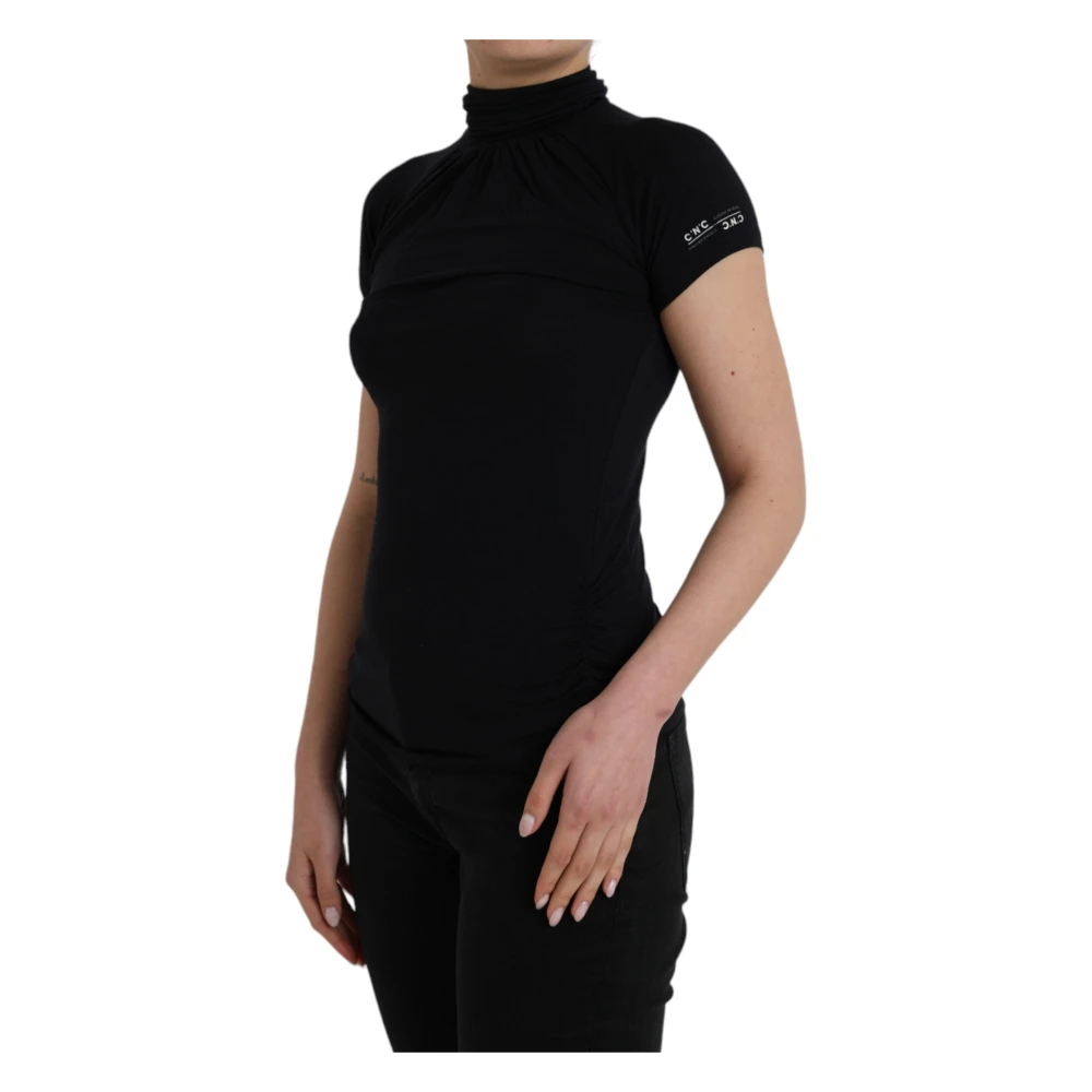 Costume National Zwart korte mouw coltrui top Black Dames