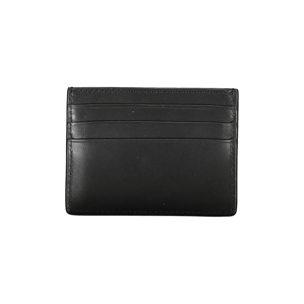 Tommy Hilfiger Elegante Zwarte Leren Kaarthouder met Contrastdetail Black Heren