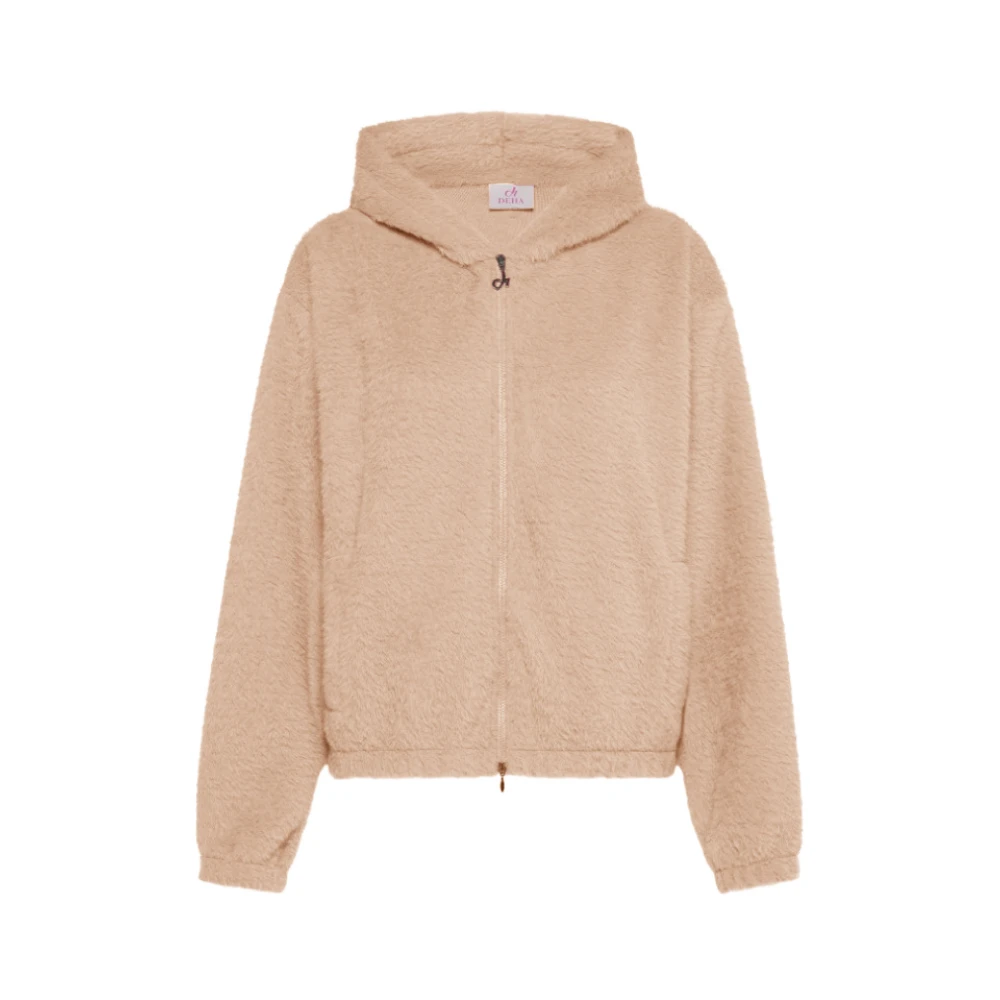 Deha Zachte Dove Grey Sweater met capuchon Brown Dames