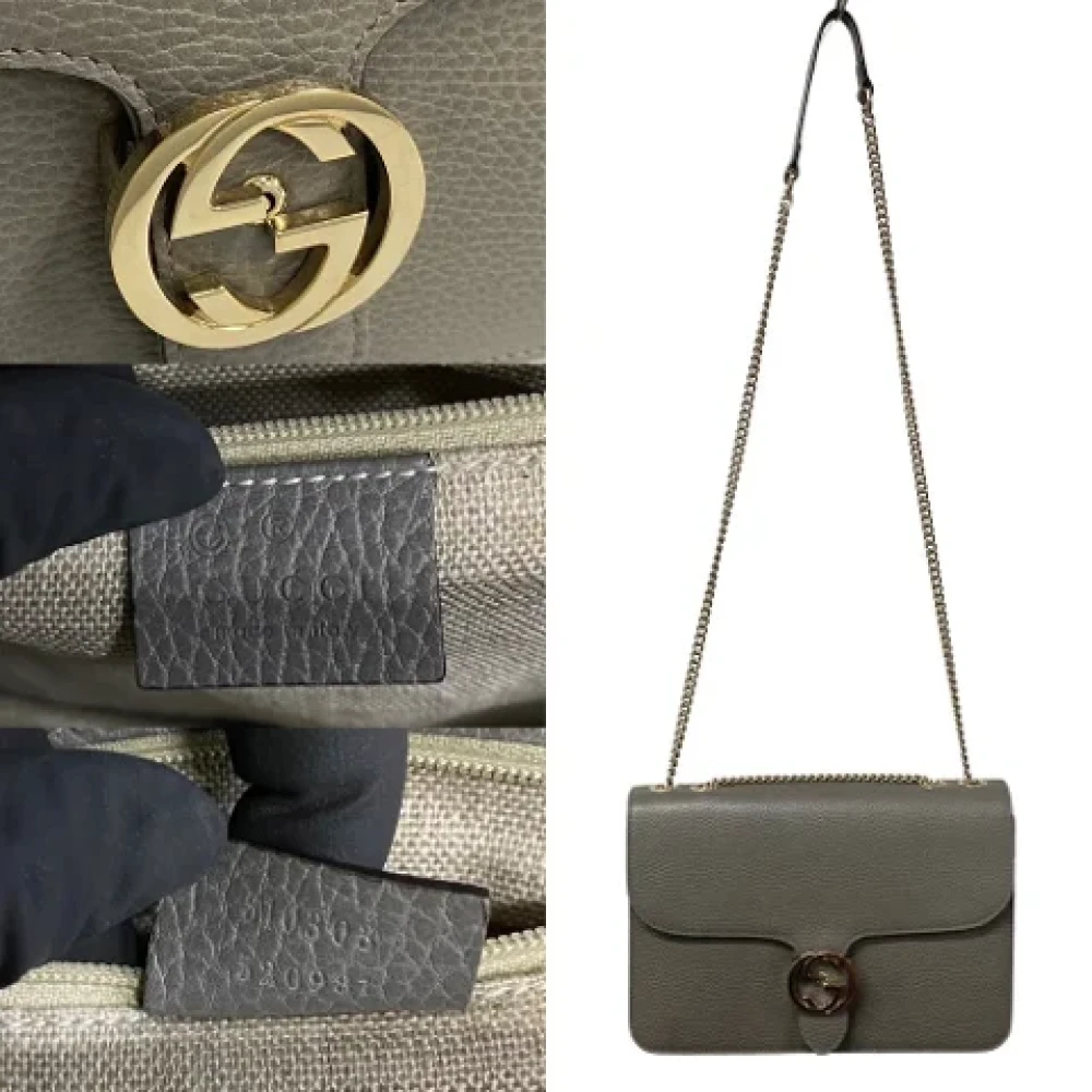 Gucci Vintage Pre-owned Leather gucci-bags Gray Dames